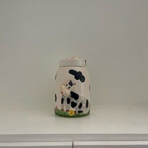 Vintage Cow Print Ceramic Cookie Jar